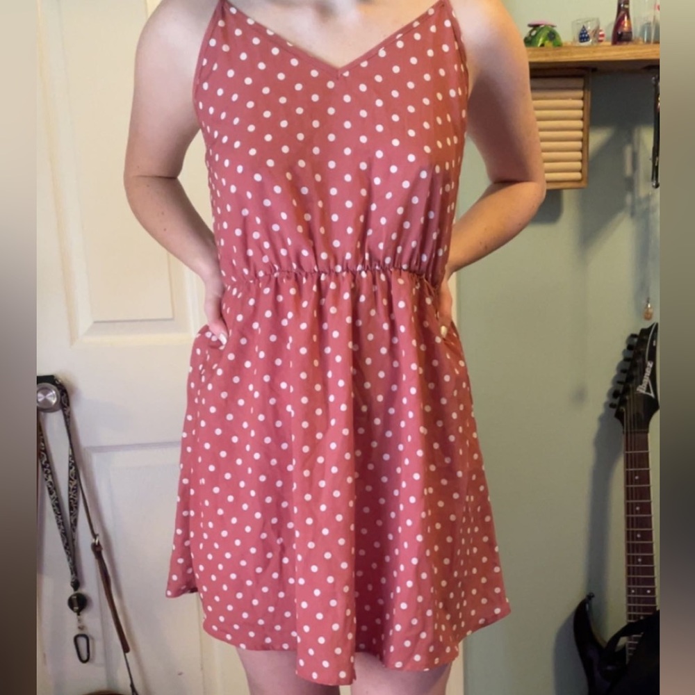 Pink polka dot dress